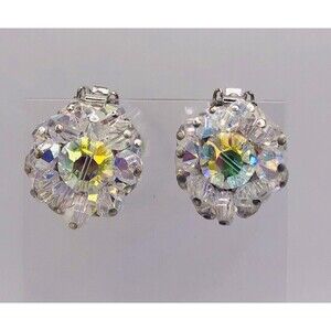 VINTAGE HOBE AB CRYSTAL EARRINGS CLIP ON~Signed